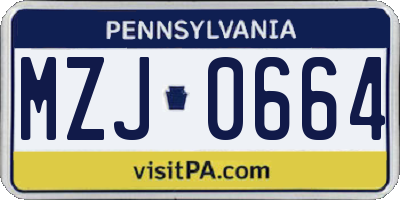 PA license plate MZJ0664