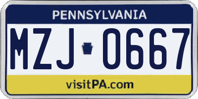 PA license plate MZJ0667