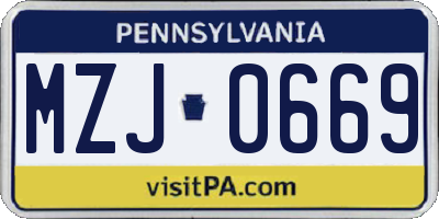 PA license plate MZJ0669