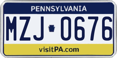 PA license plate MZJ0676