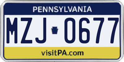 PA license plate MZJ0677