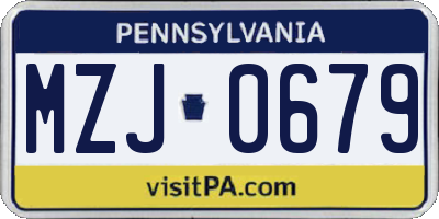 PA license plate MZJ0679