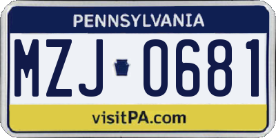 PA license plate MZJ0681