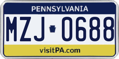 PA license plate MZJ0688