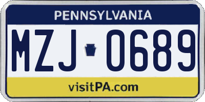 PA license plate MZJ0689
