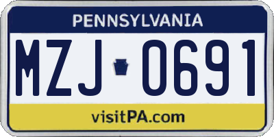PA license plate MZJ0691