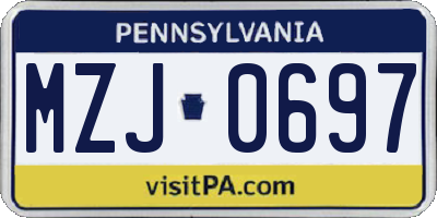 PA license plate MZJ0697