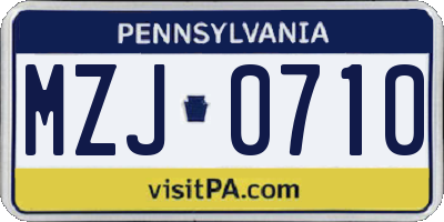 PA license plate MZJ0710