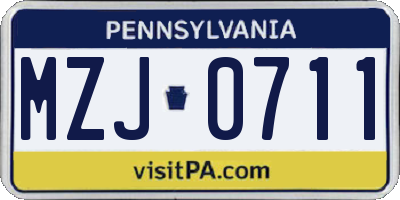 PA license plate MZJ0711