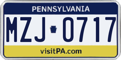 PA license plate MZJ0717