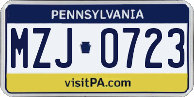 PA license plate MZJ0723