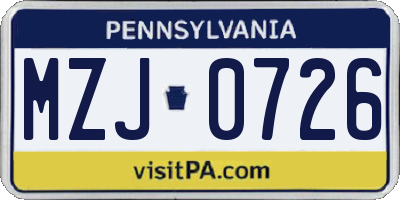 PA license plate MZJ0726
