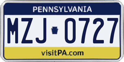 PA license plate MZJ0727