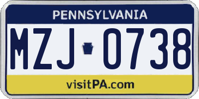 PA license plate MZJ0738
