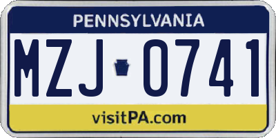 PA license plate MZJ0741