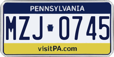 PA license plate MZJ0745