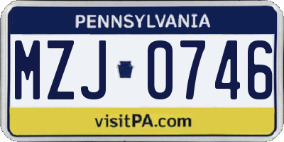 PA license plate MZJ0746