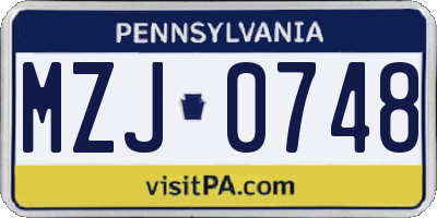 PA license plate MZJ0748