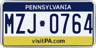 PA license plate MZJ0764