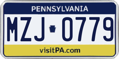 PA license plate MZJ0779