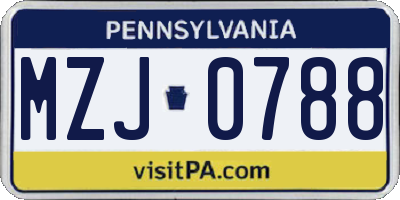 PA license plate MZJ0788