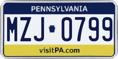 PA license plate MZJ0799