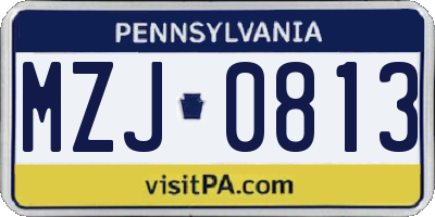 PA license plate MZJ0813