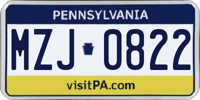 PA license plate MZJ0822