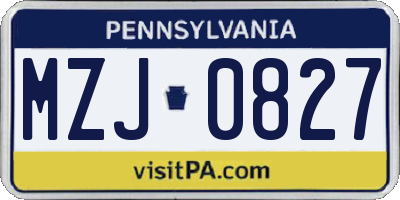 PA license plate MZJ0827