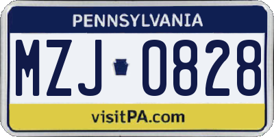 PA license plate MZJ0828