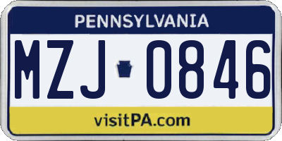 PA license plate MZJ0846