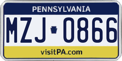 PA license plate MZJ0866
