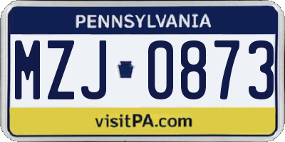 PA license plate MZJ0873