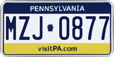 PA license plate MZJ0877