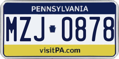 PA license plate MZJ0878