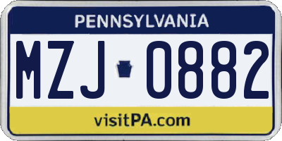 PA license plate MZJ0882