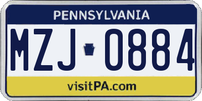 PA license plate MZJ0884