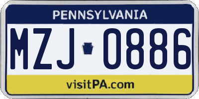PA license plate MZJ0886