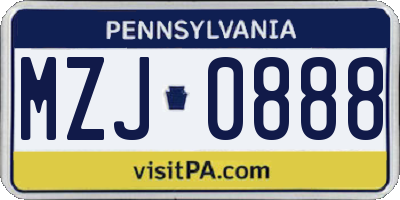PA license plate MZJ0888