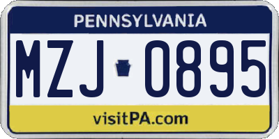 PA license plate MZJ0895