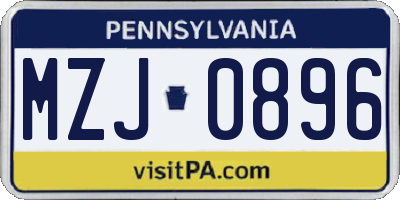 PA license plate MZJ0896