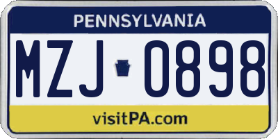 PA license plate MZJ0898