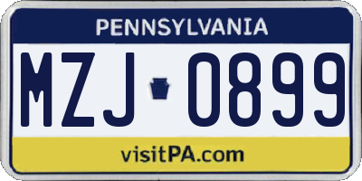PA license plate MZJ0899