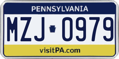 PA license plate MZJ0979