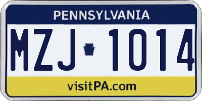 PA license plate MZJ1014