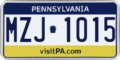 PA license plate MZJ1015