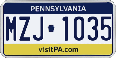 PA license plate MZJ1035