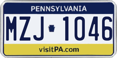 PA license plate MZJ1046