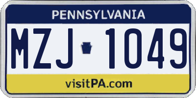PA license plate MZJ1049