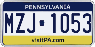 PA license plate MZJ1053